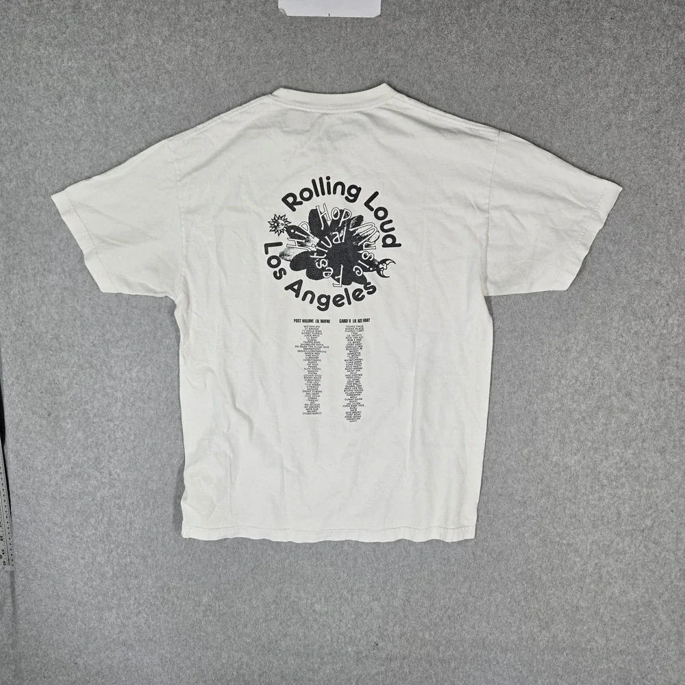 Rolling Loud Men Shirt L White Hip Hop Music Festival Poster Concert Tee READ